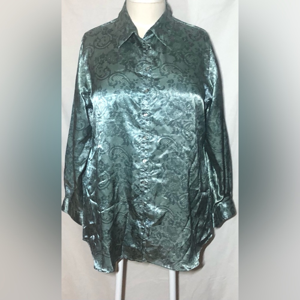 Soft Surroundings olive gray silky tunic size 1X